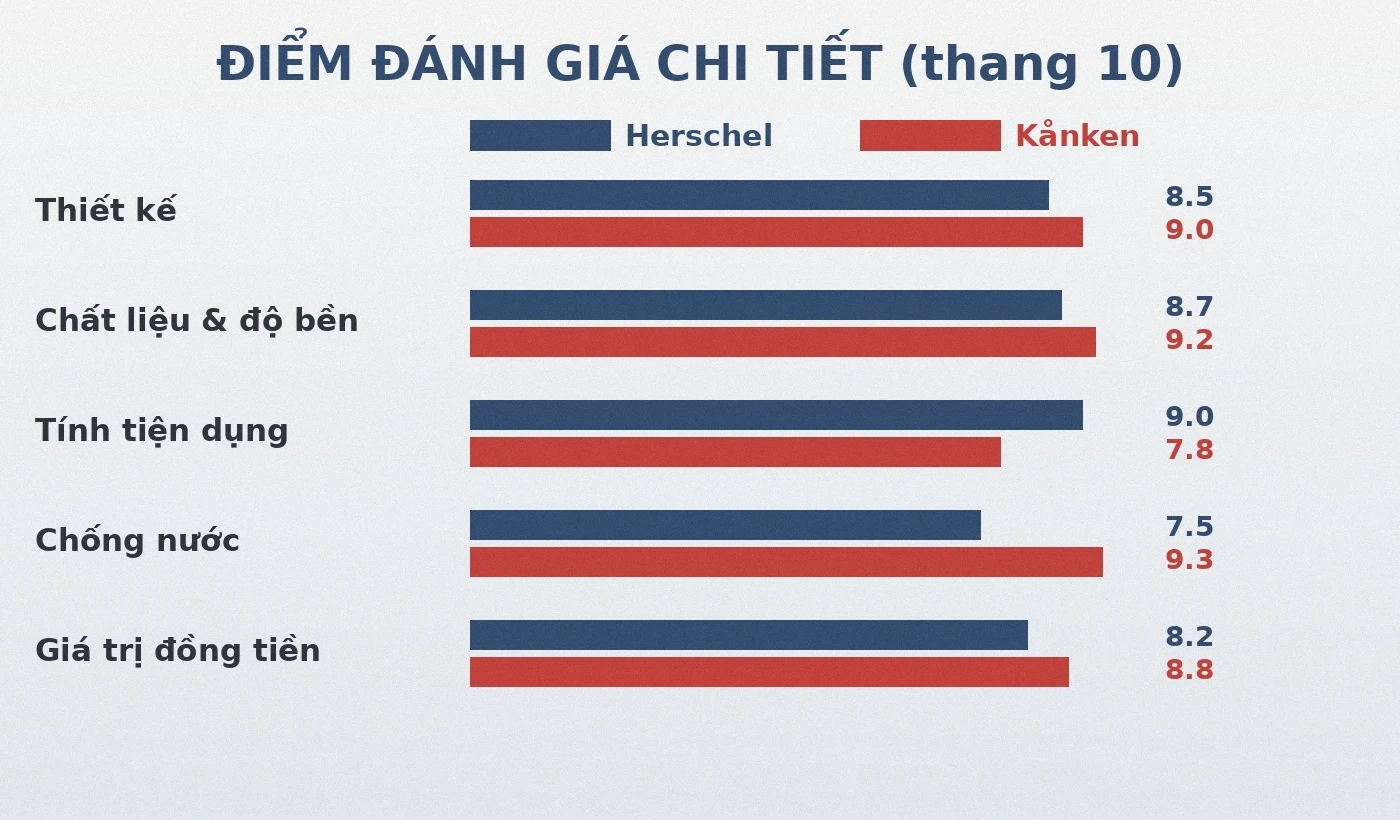 Điểm đánh giá chi tiết balo thời trang Herschel và Fjällräven Kånken