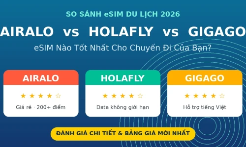 Airalo vs Holafly vs Gigago: eSIM Du Lịch Nào Tốt Nhất Năm 2026?