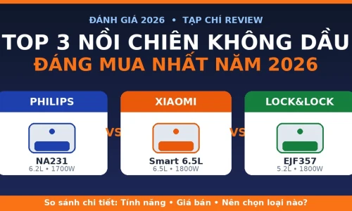 Philips NA231 vs Xiaomi 6.5L vs Lock&Lock EJF357: Nồi Chiên Không Dầu Nào Đáng Mua Nhất 2026?