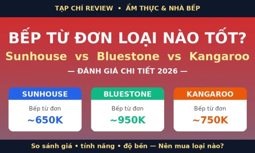 Bếp Từ Đơn Loại Nào Tốt? Sunhouse vs Bluestone vs Kangaroo 2026