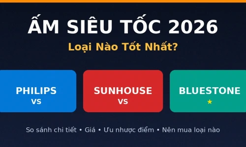 Ấm Siêu Tốc Loại Nào Tốt? Philips vs Sunhouse vs Bluestone 2026