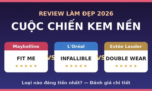 Kem Nền 2026: Maybelline Fit Me vs L'Oréal Infallible vs Estée Lauder Double Wear – Loại Nào Tốt Nhất?