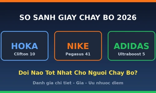 Hoka Clifton 10 vs Nike Pegasus 41 vs Adidas Ultraboost 5: Giày Chạy Bộ Nào Tốt Nhất Năm 2026?