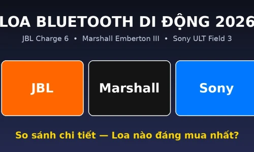 Loa Bluetooth Di Động 2026: JBL Charge 6 vs Marshall Emberton III vs Sony ULT Field 3