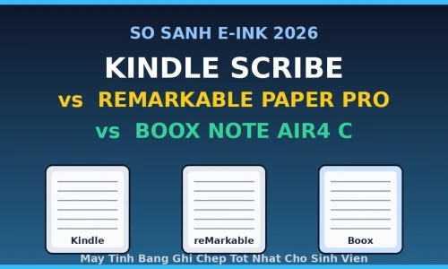 Kindle Scribe vs reMarkable Paper Pro vs Boox Note Air4 C: May Tinh Bang Ghi Chep E-Ink Nao Tot Nhat Cho Sinh Vien Nam 2026?